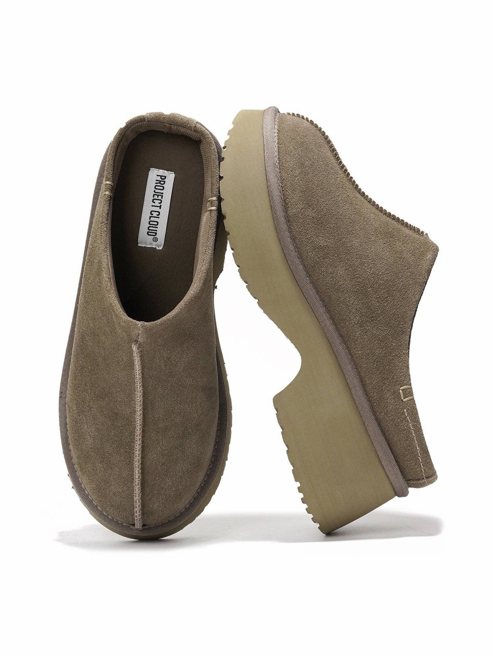 Project Cloud Women’s Johnna Suede Platform Mule in Mushroom